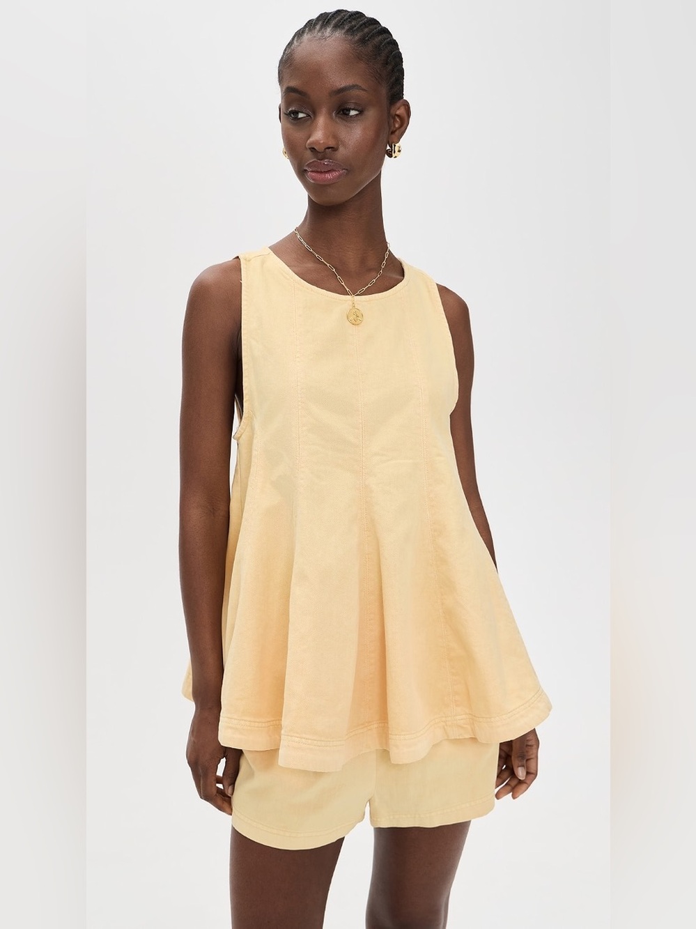 Free People Cassius Denim Set in Apricot Gelato
